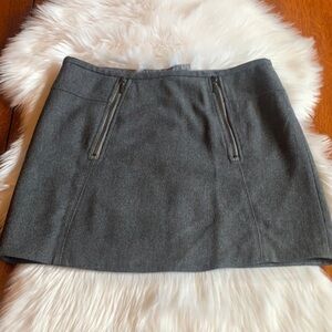 Kenar Double Faux Zipper Nevada Grey Wool Blend Mini Skirt Size 2